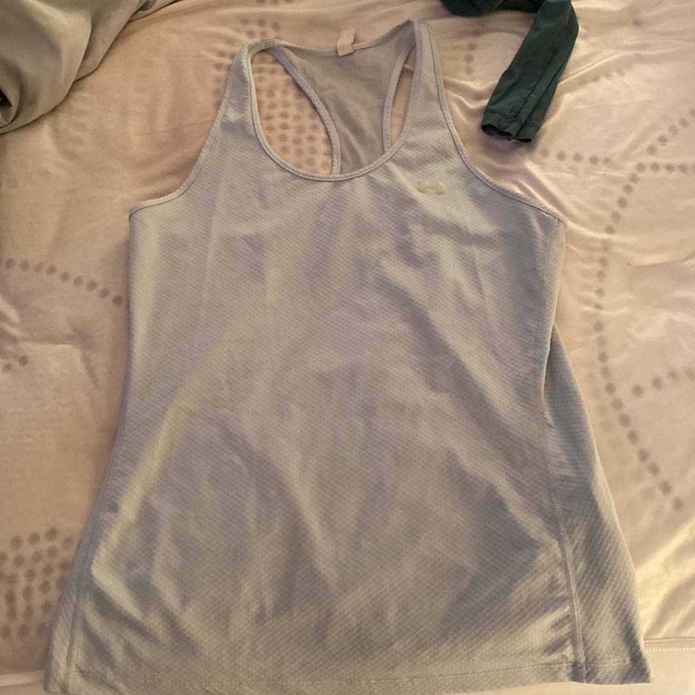 Medium under armour light blue workout top